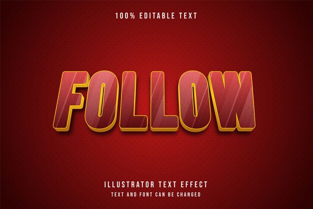 Effet de texte modifiable 3D style or modèle rouge jaune