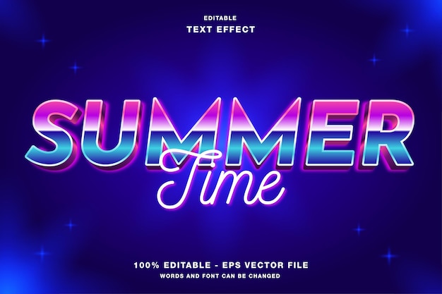 Effet De Texte Modifiable 3d Summer Time Retro Wave