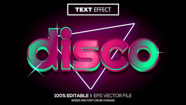 Effet De Texte Modifiable 3d Vecteur Premium Thème Disco