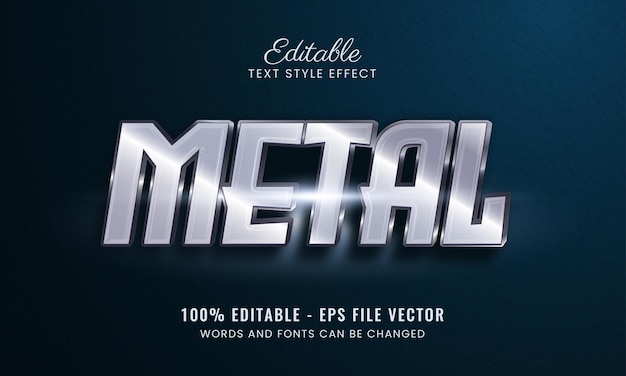 Vecteur effet de texte modifiable en acier 3d style de texte métallique et brillant vecteur premium