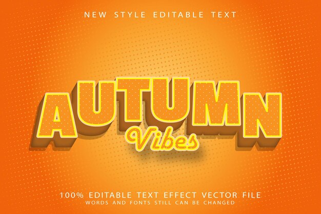 Effet de texte modifiable d'ambiance d'automne en relief de style vintage