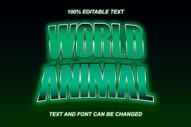 Effet De Texte Modifiable Des Animaux Du Monde Style Moderne