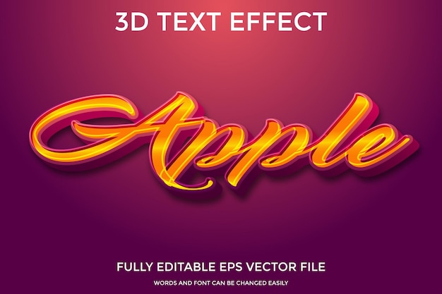 Vecteur effet de texte modifiable apple 3d