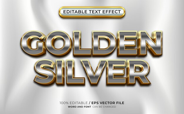 Effet de texte modifiable en argent doré 3D