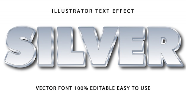Vecteur effet de texte modifiable en argent