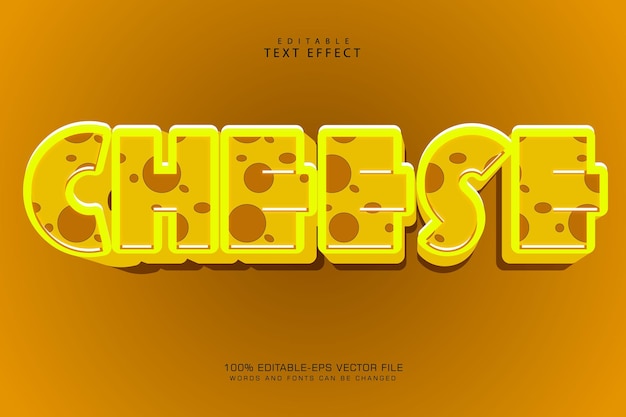 Effet de texte modifiable au fromage Style de dessin animé en relief en 3 dimensions