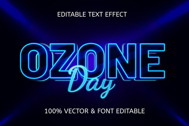 Effet de texte modifiable au néon de style jour d'ozone