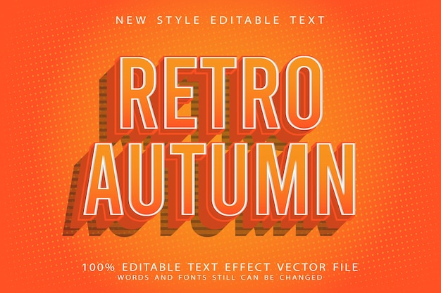 Effet De Texte Modifiable Automne Rétro En Relief Style Vintage