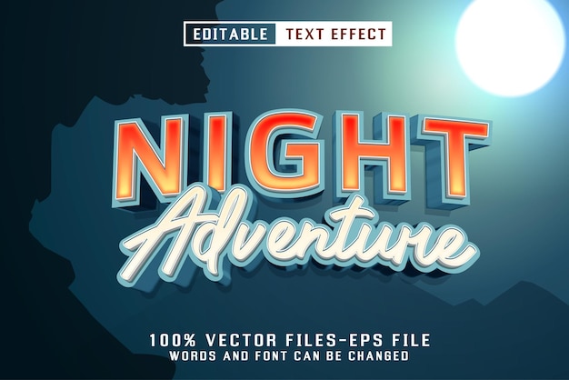 Vecteur effet de texte modifiable d'aventure nocturne