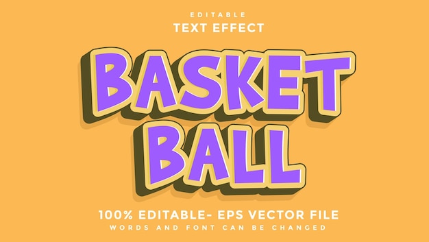 Effet De Texte Modifiable De Basket-ball De Mot Minimal Effet De Conception Enregistré Dans Le Style Graphique