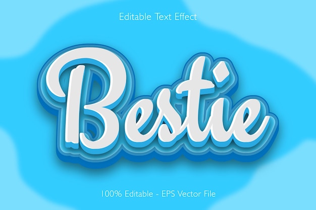 Effet De Texte Modifiable Bestie 3d Emboss Design De Style Plat