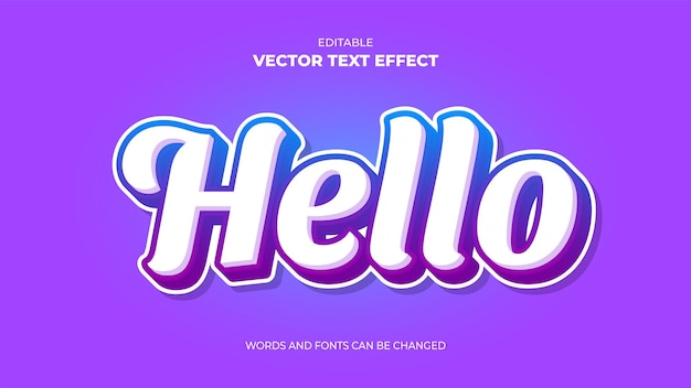 effet de texte modifiable bonjour moderne avec dégradé bleu et violet