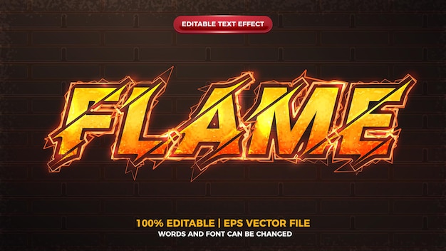 Effet de texte modifiable de boulon électrique orange flamme