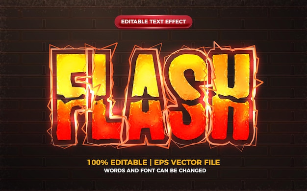 Effet de texte modifiable de boulon électrique orange flash