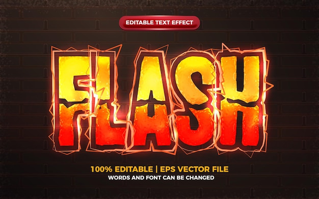 Effet De Texte Modifiable De Boulon électrique Orange Flash