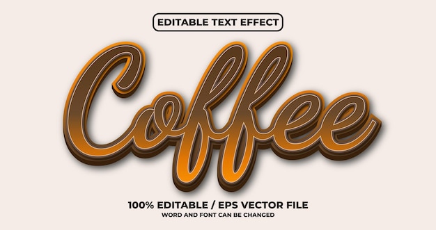 Vecteur effet de texte modifiable de café