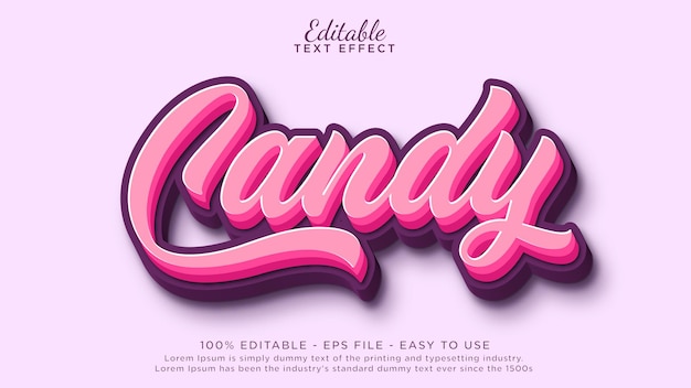 Vecteur effet de texte modifiable candy 3d