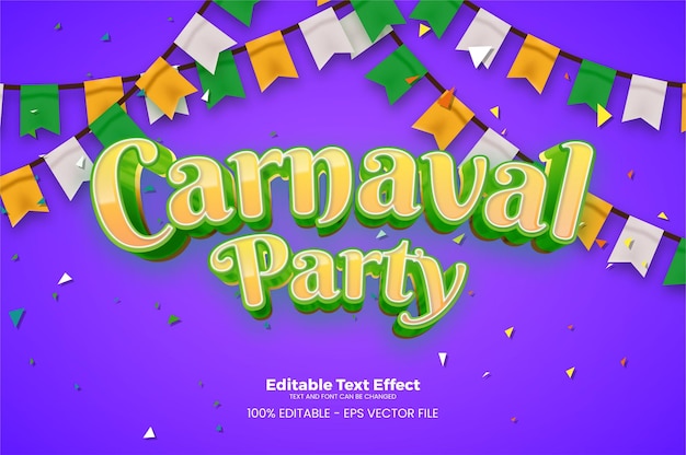 Effet de texte modifiable Carnaval Party dans la tendance moderne