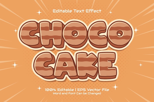 Vecteur effet de texte modifiable choco cake style de dessin animé