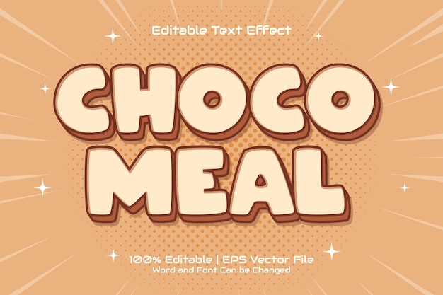 Vecteur effet de texte modifiable choco meal style de dessin animé