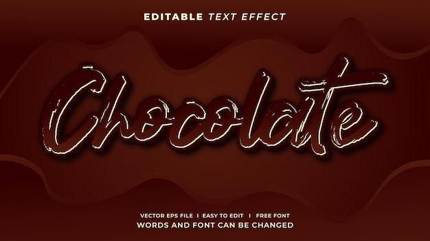 Vecteur effet de texte modifiable en chocolat 3d