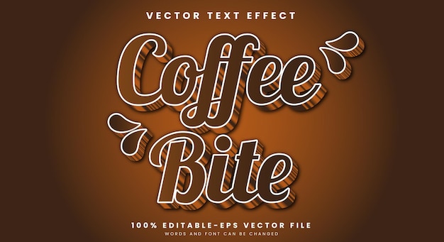 Effet de texte modifiable Coffee Bite Modèle avec style vintage brun