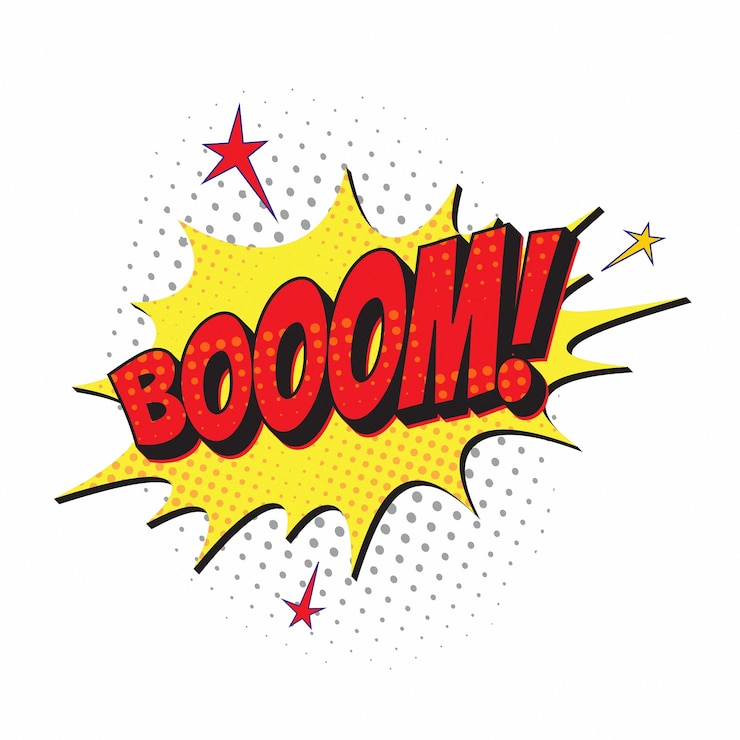 Vecteur effet de texte modifiable comic booom demi-ton eps