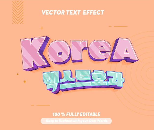Effet de texte modifiable Coréen Film Drame modèle de dessin animé 3D style vecteur premium Texte vectoriel libre