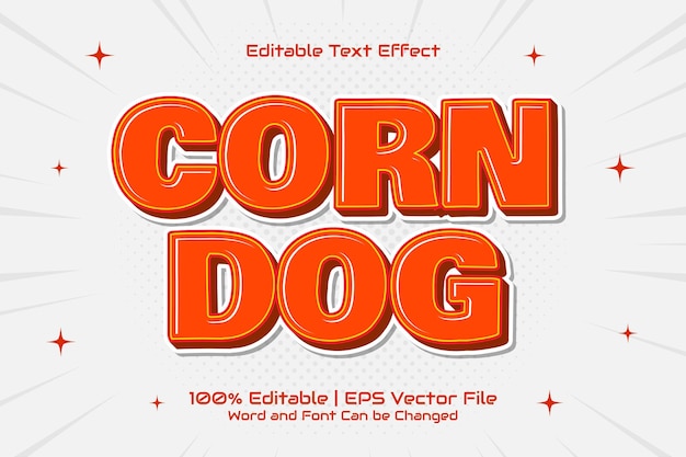 Vecteur effet de texte modifiable corn dog style de dessin animé plat