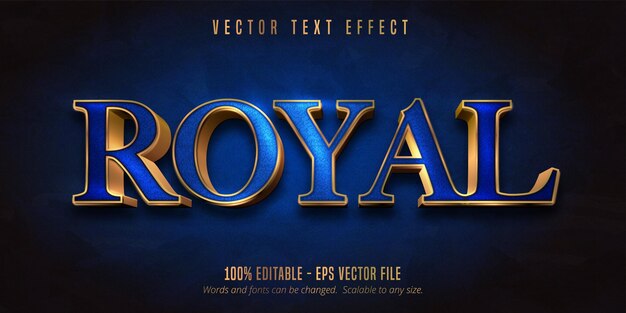 Vecteur effet de texte modifiable de couleur bleu royal et de style or brillant