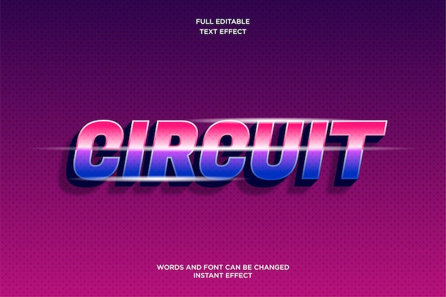 Effet de texte modifiable de course de circuit