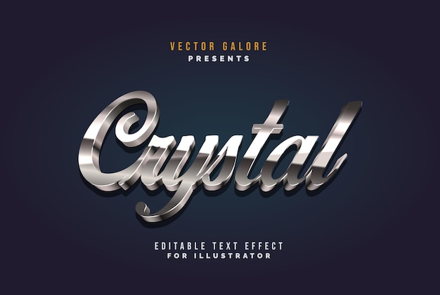 Effet De Texte Modifiable En Cristal Métallique Pour Illustrator