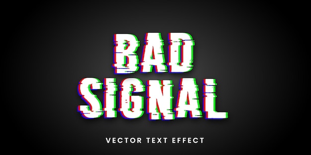 Vecteur effet de texte modifiable dans un style de signal incorrect