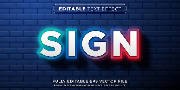 Effet de texte modifiable dans le style de signe lumineux dégradé néon