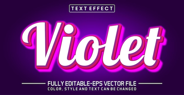 Effet de texte modifiable dans un style violet néon violet