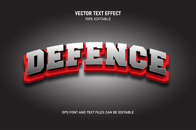 Vecteur effet de texte modifiable de défense style tendance moderne