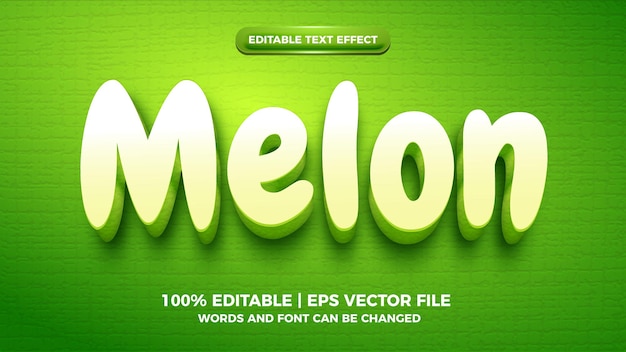 Effet De Texte Modifiable De Dessin Animé 3d Melon Vert