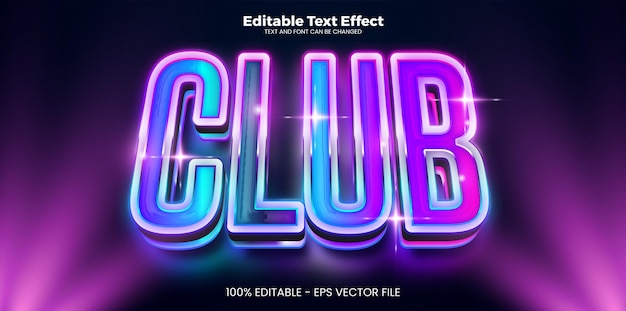 Effet de texte modifiable du club dans un style tendance moderne