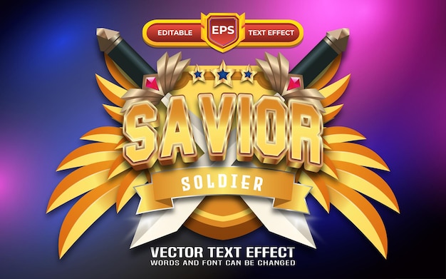 Effet de texte modifiable du jeu de logo Sauveur 3g