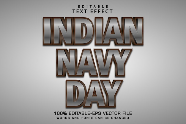 Effet De Texte Modifiable Du Jour De La Marine Indienne Style Moderne En Relief En 3 Dimensions