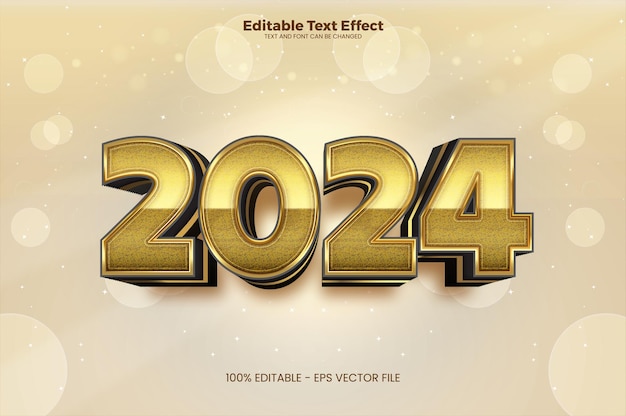 Effet de texte modifiable du nouvel an 2024 dans un style tendance moderne