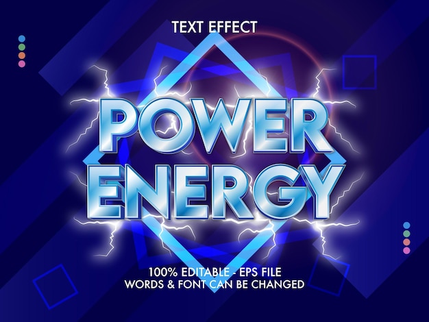 Vecteur effet de texte modifiable énergie de puissance