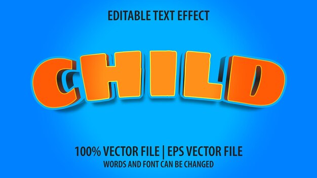 Effet de texte modifiable ENFANT 3d moderne et style de police minimal