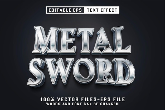 Effet de texte modifiable d'épée en métal