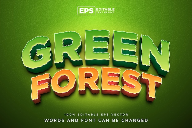 Effet De Texte Modifiable Eps 3D Forêt Verte Vecteur Premium