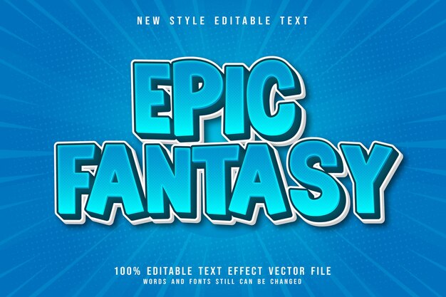 Effet de texte modifiable de fantaisie épique Style comique de dessin animé en relief en 3 dimensions