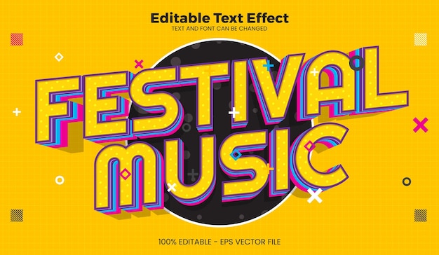 Effet de texte modifiable de festival de musique dans le style de tendance moderne