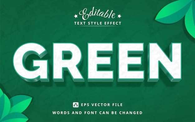 Effet de texte modifiable de feuille verte