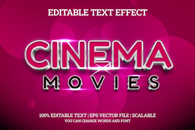 Vecteur effet de texte modifiable de films de cinéma