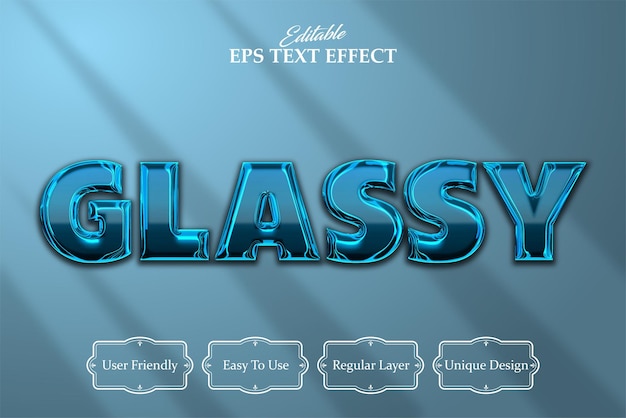 Effet de texte modifiable fond bleu Texte vitreux